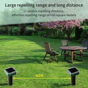 Répulsif solaire à ultrasons pour rats et chats, <span class=keywords><strong>anti</strong></span>-miaulement de <span class=keywords><strong>chat</strong></span>, répulsif électronique solaire longue durée, solide - Product Image 3