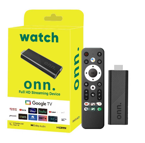 Onn Smart Android Quad Core TV Stick 4K Streaming Set-Top Box Dual-Band 2.4G/5GHz WIFI Voice Remote Android 14 OS