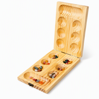 Jeu de Mancala en bois personnalisé de luxe avec logo, pierres naturelles, plateau pliable, jeu de logique pour enfants, cadeau familial