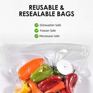 Sacs sous vide réutilisables Huamaohengchun en PE classique, 20 unités, sans BPA, taille moyenne (8x8 pouces), pour conservation alimentaire, congélation, résistants aux odeurs et anti-fuites - Product Image 4