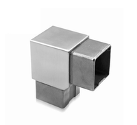 Connecteurs de tube carré en acier inoxydable 90 degrés Inox 304 316, angles, pince pour verre, main courante, poteau, coude en acier inoxydable