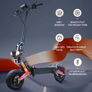 Scooter Eléctrico Plegable de Dos Ruedas, 5000W, 48V, Todoterreno, Neumáticos Gruesos de 12 Pulgadas, Aleación de Aluminio, 40km de Autonomía, Motor Dual, para Adultos - Product Image 5