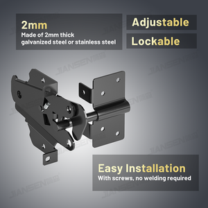 Mini pestillo negro de seguridad para poste de valla, resorte de bloqueo de acero inoxidable, pestillo de puerta de valla de PVC, pestillo de puerta de valla ajustable de cierre automático - Product Image 3