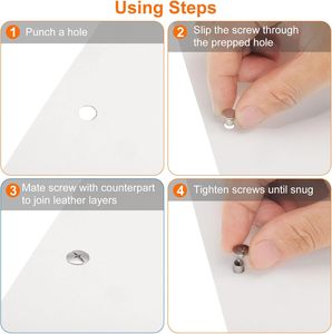 HARFINGTON Sets Chicago Screws Leather Rivets M Inch Belt Binding Metal Screws For Leathercraft Bag Shoes <b>Purse</b> Bookbinding Rose - Product Image 5