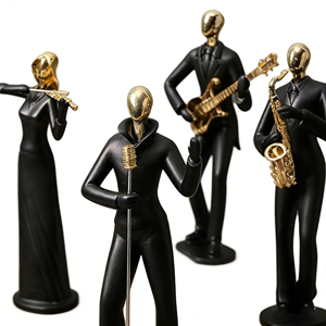 Sculptures Modernes Décoration Jazz pour la Maison Statues de Musiciens (Saxophoniste, Violoniste, Clarinetiste) Noires pour Salon, Étagère, Bureau - Product Image 2
