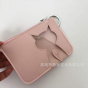 Porte-monnaie et porte-cartes en PU personnalisé, mignon, avec breloque porte-cartes animal de dessin animé, porte-clés chat - Product Image 4