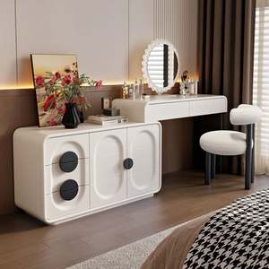 Moderno Tocador de Maquillaje Extensible y Ajustable de Madera Resistente con Cajones Iluminados para Muebles de Dormitorio - Product Image 5