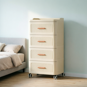 Cajonera <span class=keywords><strong>de</strong></span> Plástico <span class=keywords><strong>de</strong></span> Alta Capacidad, 4 Niveles, Beige, PP, Organizador que Ahorra Espacio, <span class=keywords><strong>Cajones</strong></span> <span class=keywords><strong>para</strong></span> Armario y Espacios Pequeños - Product Image 1