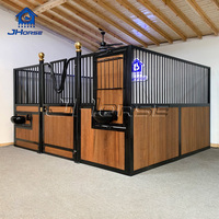 Box de stockage portable pour chevaux JHorse avec toit en bambou et bois, box de stockage préfabriqué en métal