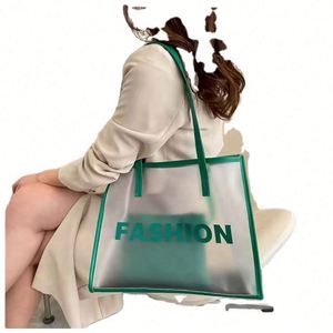 Bolsa de Compras de PVC Transparente Impermeable con Asa de PU, de Gran Capacidad, para Viaje o Playa, con Logotipo Personalizado, MOQ Bajo - Product Image 5