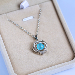 Collana con Ciondolo Floreale in Stile Coreano per Donne, con Incastonatura di Gemme, Catena in Rame, Design Elegante per la Clavicola - Product Image 6
