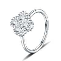 Bague en grappe de trèfles à quatre feuilles, bijoux fins, argent de haute qualité, bague minimaliste, moissanite VVS1 certifiée GRA, bague tendance