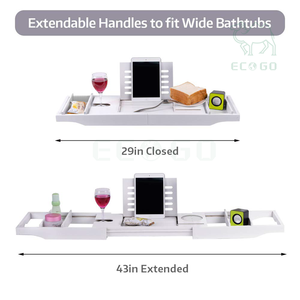 Étagère extensible pliable Plateau de baignoire Spa Baignoire Caddy Organisateur Blanc Baignoire Plateau Table - Product Image 3