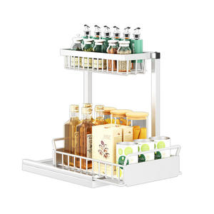 Organizador extraíble para gabinetes de cocina Najia, estante para especias de 2 niveles con riel deslizante para almacenamiento y organización de despensa - Product Image 5