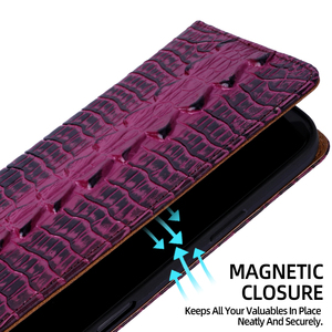 Étui à rabat de luxe en cuir véritable motif crocodile avec fentes pour cartes, coque antichoc premium pour <span class=keywords><strong>iPhone</strong></span> 17 16 Pro 15 14 Pro <span class=keywords><strong>Max</strong></span> - Product Image 4