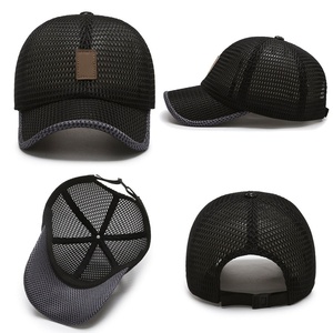Custom Leather Patch Logo Outdoor Breathable <b>Waterproof</b> Quick Dry Sporty 6 Panel Summer Full Mesh Baseball <b>Cap</b> Men Women - Product Image 2