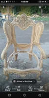 Fauteuil simple Royal, structure en bois massif sculptée à la main, assise rembourrée confortable, mobilier de salon