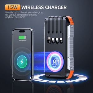 Banco de energía solar inalámbrico magnético Banco de energía móvil portátil PD22.5W Powered 30000Mah Banco de energía Solar incorporado en 4 cables - Product Image 3
