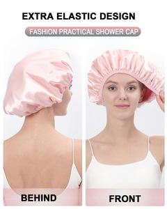 Gorro de seda de ala ancha de alta elasticidad para mujer, elegante, para ducha, cuidado facial y capilar, gorro de noche - Product Image 2