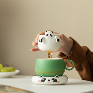 Papa <span class=keywords><strong>ours</strong></span> Floral européen tasse à thé en céramique ensemble mignon PC bureau tasse à eau filtre <span class=keywords><strong>Latte</strong></span> comprend caboteur boîte-cadeau pour les parties <span class=keywords><strong>de</strong></span> thé - Product Image 3