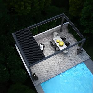 Toit ouvrant motorisé à lames orientables pour <span class=keywords><strong>piscine</strong></span>, balcon, pergola avec bandes LED, aluminium rétractable, commande par application - Product Image 5
