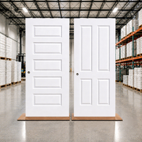Porte intérieure américaine standard 30x80 po, 5 panneaux, en MDF à âme creuse, blanc apprêté, en bois massif, portes modernes moulurées