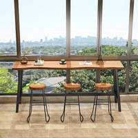 Ensemble de chaises de Table de Bar en bois massif moderne nordique Design mural irrégulier à bord naturel pour Restaurant Home Bubble Tea Shop pour hôtels