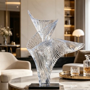 CP025 Escultura Abstracta Moderna <span class=keywords><strong>de</strong></span> Resina Epoxi Resistente a los Arañazos, Adorno Transparente <span class=keywords><strong>de</strong></span> Doble Bucle Retorcido para Vestíbulo <span class=keywords><strong>de</strong></span> Espacios Públicos - Product Image 4