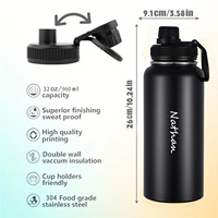 Botella de Agua Deportiva Aislada Personalizada de Grado Alimenticio de 18oz 22oz 25oz 32oz 40oz con Tapas, Botella de Agua de Acero Inoxidable de Doble Pared