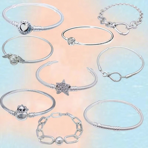 Pulsera de Plata 925 con Dijes de Estrella, Corazón, Alas de Ángel Eternas, Engaste de Garra, Estilo Hiperbólico, Zirconia, para Mujer, DIY, Lujo Ligero, Tercera Marca - Product Image 1