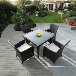 4 Mảnh đồ gỗ ngoài trời thiết lập Patio mây ghế với Bàn cà phê sân sau hiên vườn bên hồ bơi ban công - Product Image 2