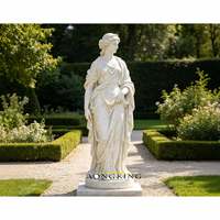 Grande statue d'ange ailé en marbre beige pour extérieur, sculptée à la main, sculpture religieuse d'ange pour parc, église, ornement paysager