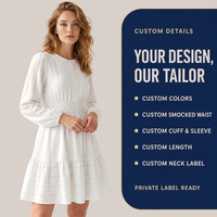 Robe mini trapèze sur mesure pour femme, style bohème, taille smockée, ourlet à volants étagés, manches bouffantes, col rond, vente en gros, usine OEM ODM