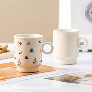 Customized Classic High-temperature Resistant Porcelain Mug Handle Microwave Safe Cartoon Pattern Office Coffee <b>Cup</b> Gift Item - Product Image 1