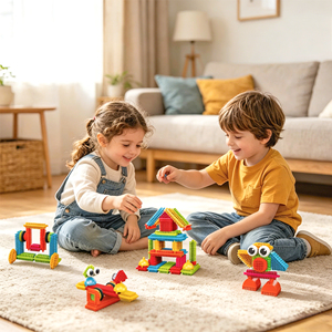 Ensemble de blocs de construction à emboîtement en poils de porc, 244 pièces, grande taille, colorés, créatifs, pour enfants, jeu éducatif STEM - Product Image 4