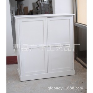 White Floral Pattern Two Door Solid Wood <b>Shoe</b> Cabinet Dustproof Country Style <b>Storage</b> Cabinet For Home Use - Product Image 2