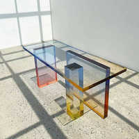Décoration moderne au design simple table d'entrée en acrylique de couleur dégradée transparente bureau long en acrylique d'intérieur de luxe