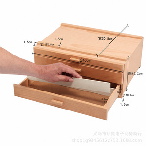 Solid Wood <b>Drawer</b> <b>Storage</b> Cabinet 3 Layers Rectangle Desktop Organizer For Stationery Jewelry <b>Box</b> - Product Image 4