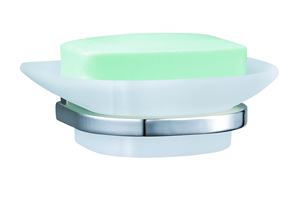 Porte-savon de salle de bain moderne avec base en alliage de zinc et finition chromée murale en verre - Product Image 2