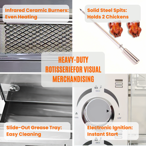 Haga de moda en restaurantes la práctica de dejar de servir <span class=keywords><strong>carne</strong></span> seca con un <span class=keywords><strong>horno</strong></span> rostizador a gas con quemador cerámico infrarrojo. - Product Image 3