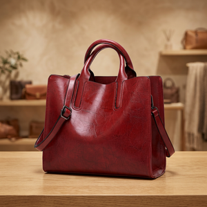 Bolso de Mano de Cuero Genuino para Mujer, Color Negro, Cierre Personalizado, Dos Correas, Moderno, Duradero, Gran Capacidad, Disponible en Stock - Product Image 1