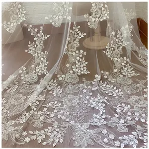 HC-10954 HeChun 3d white French embroidered lace fabric