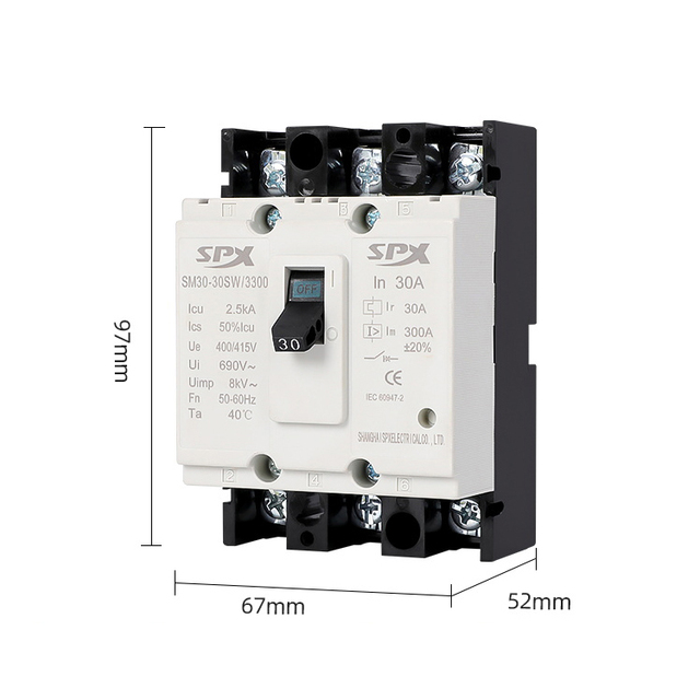 SPX SM30-30/3300 China-Made 3-Phase AC 400V 1.5kA Plastic Case Circuit Breaker with Thermal-Magnetic Trip Unit 50/60Hz