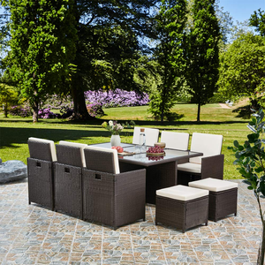 MORE DESIGN Mejor calidad Muebles para el hogar Impermeable Cena Patio Ratán Mimbre Metal Madera Jardín Comedor Mesa al aire libre - Product Image 3