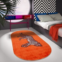 Tapis en nylon imprimé à la machine, grands tapis de salon, motif léopard, orange, vente en gros