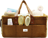 Panier à couches rectangulaire en polaire Teddy, grande capacité, écologique, portable, doux, durable, avec poignée, pour table à langer de la crèche