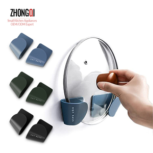 Pan Pot Cover Hanging Rack Holder Kitchen Plastic Storage Cabinet Door Organizer Pot Hangers Wall Mount Pot Lid Organizer