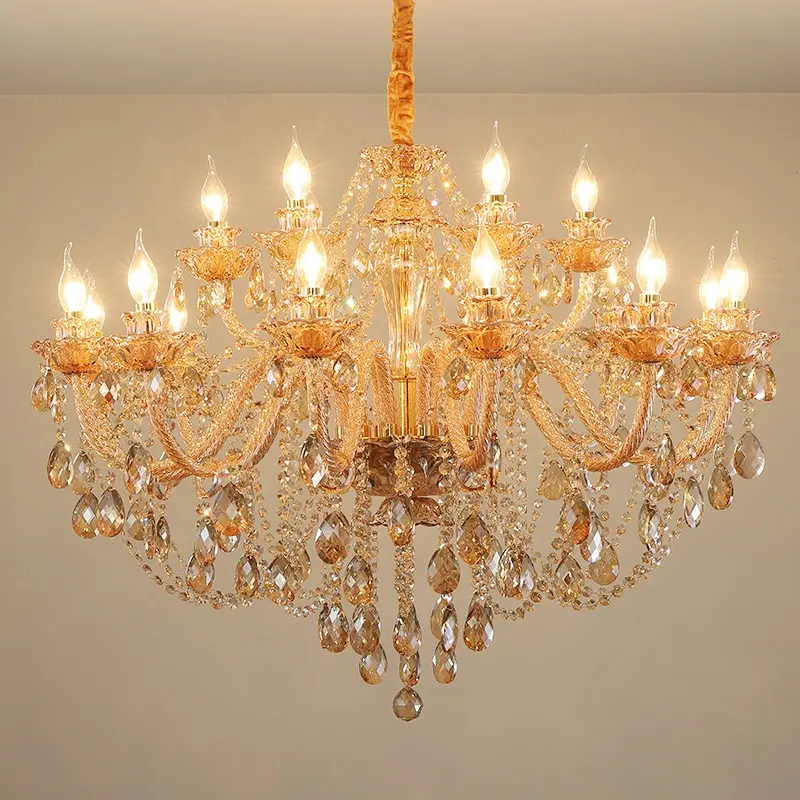 Candelabro de cristal moderno de lujo para sala de estar, lámparas colgantes de vela de cristal, luces de techo, colgante decorativo, l