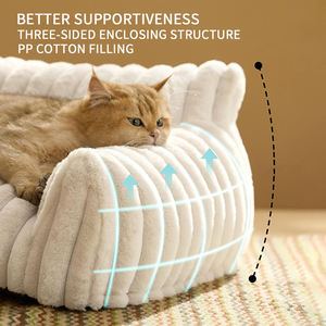 เตียงสัตว์เลี้ยงแบบพกพา นุ่มสบาย ผ้ากำมะหยี่ ดีไซน์ป้องกันอย่างดี รูปทรงวงรี ถอดซัก<span class=keywords><strong>มือ</strong></span>ได้ - Product Image 3