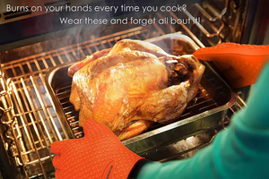 Gants de cuisson en silicone résistants à la chaleur extrême et imperméables pour grillades, cuisson et pâtisserie - Product Image 3